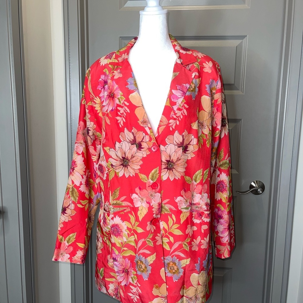 Johnny Was Red Floral Jacket